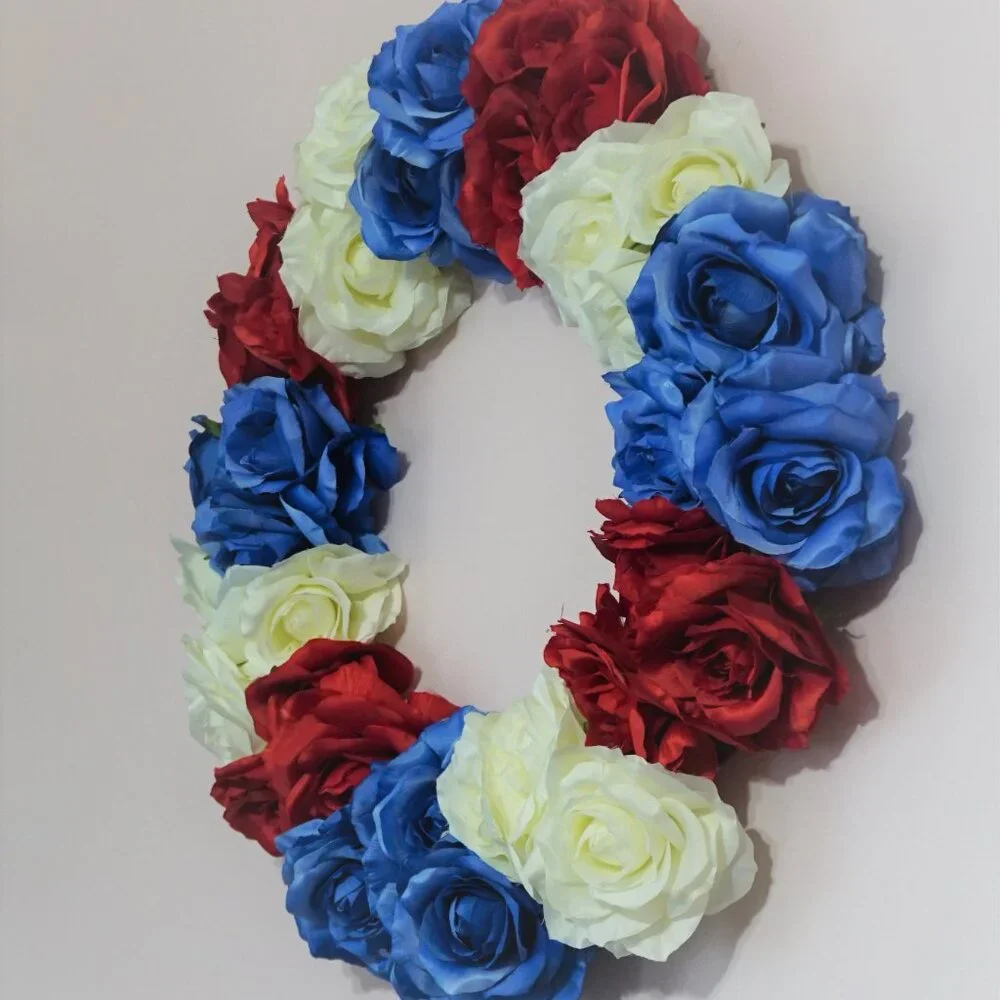 Red, White and Blue Rose Wreath